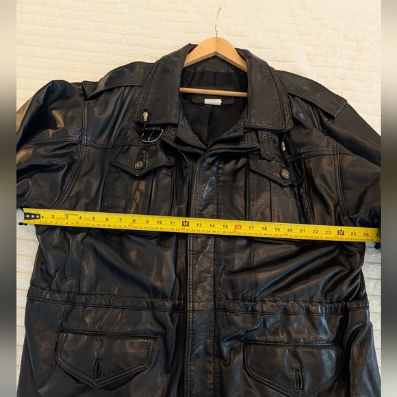 Men's Black Leather Field Jacket - Picture 6 of 8